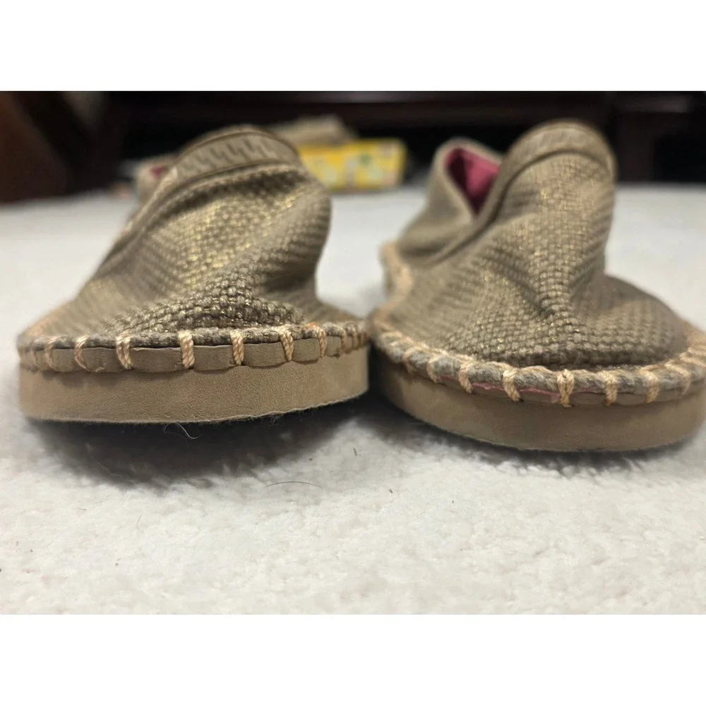 Dirty Laundry Hazen Espadrille‎ Women 7 Gold Metallic Slip On Woven Boho Flat